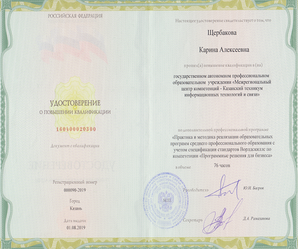 Программа "Практика и методика реализации образовательных программ", 2019 г.